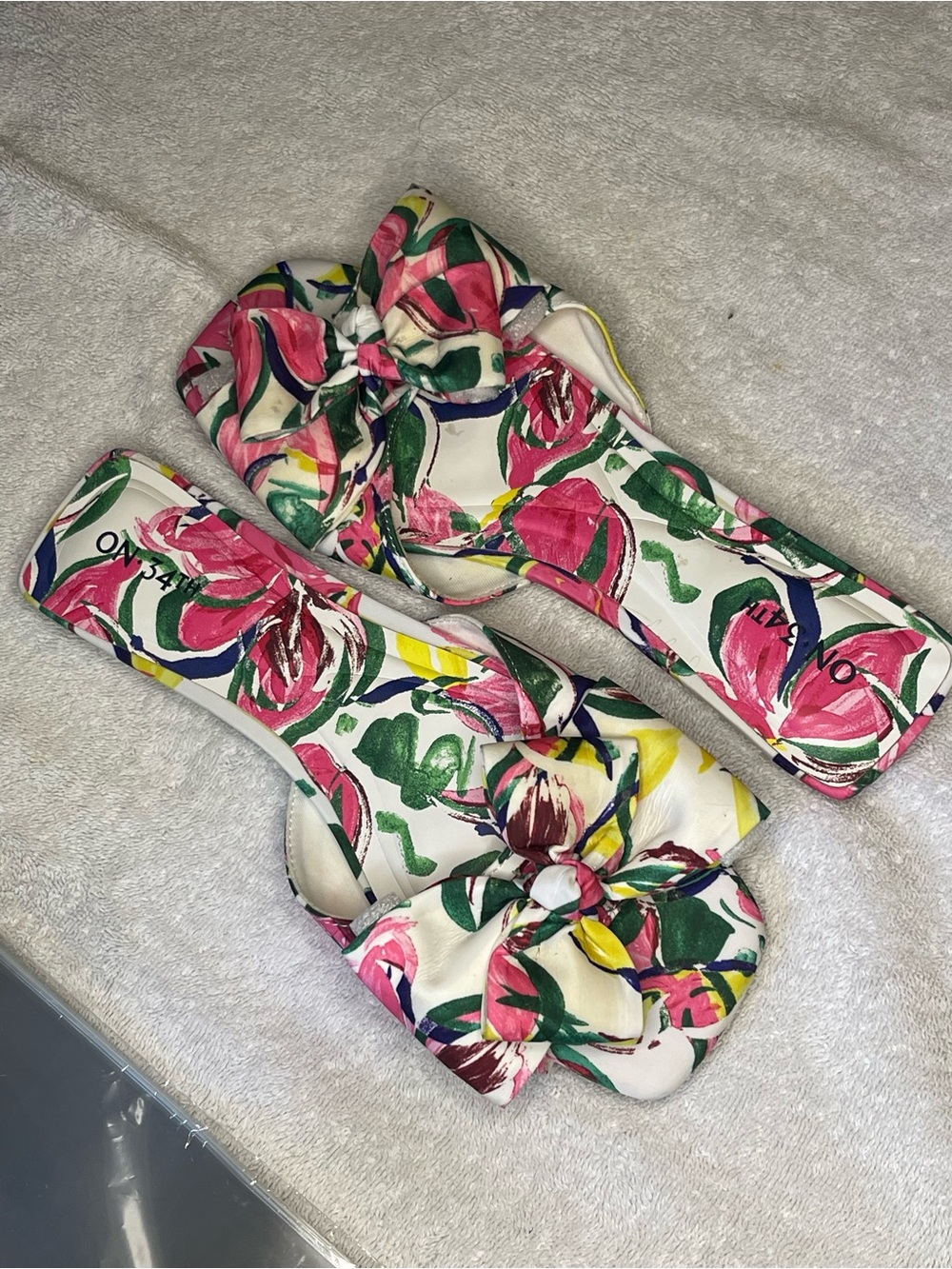 Floral Bow Slide Sandals - Pink Multi by On 34th in 9.5 NWOT NO box (33)
